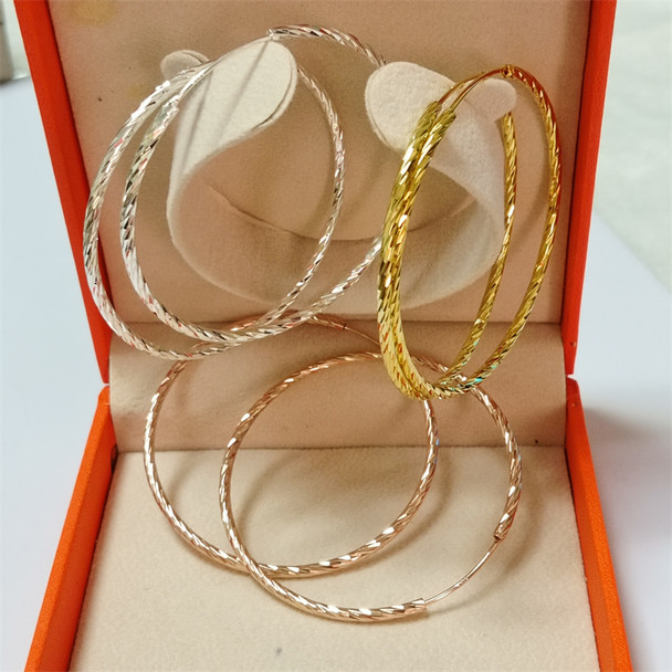 Senlissi - Women's Hoop Earrings 18K YELLOW Gold Plated 925 Sterling Silver Fashion Drop Earrings Cерьги Kольца Kольц SL009