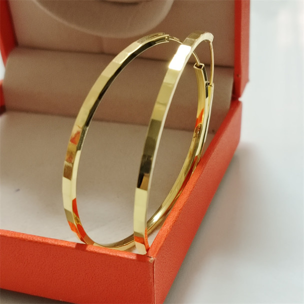 Senlissi - New Fashion18K Gold Plated Hoop Earrings For Women 925 Sterling Silver 2.0mm Fashion Earring Cерьги Kольца 3/4/5/6CM