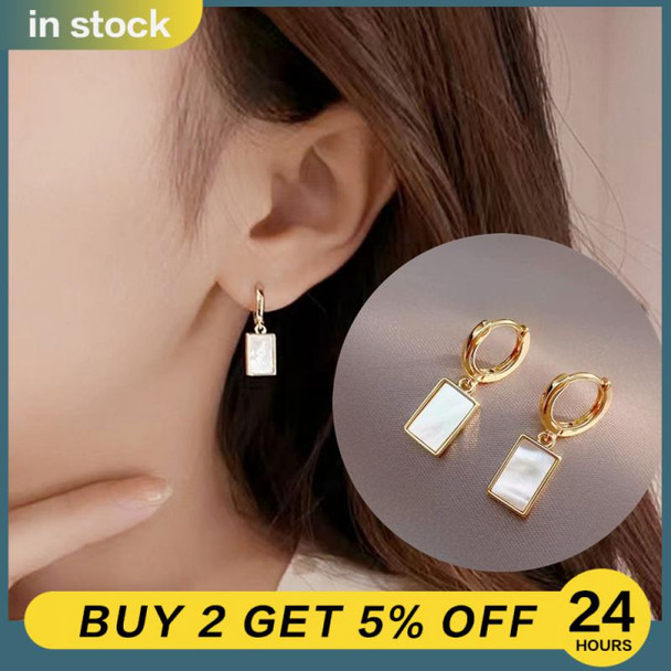 Pearl Earrings Koreas Style Vintage Square Heart Pendant Earrings Gold Silver Color Women Girl Fashion Jewelry Dangle Earrings