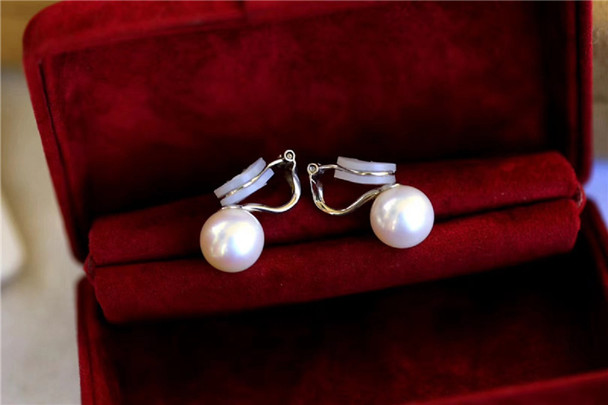 Gorgeous AAAA++++ REAL NATURE 6-7mm 7-8mm 8-9mm South China Sea White Round Pearl Earrings No ear holes, wearing