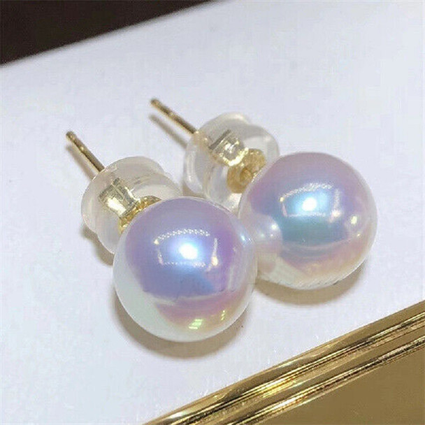 Huge AAA 7-8mm 8-9mm 9-10mm real natural South Sea white Pearl Earrings 18K YELLOW GOLD 《18k white dold》+ box