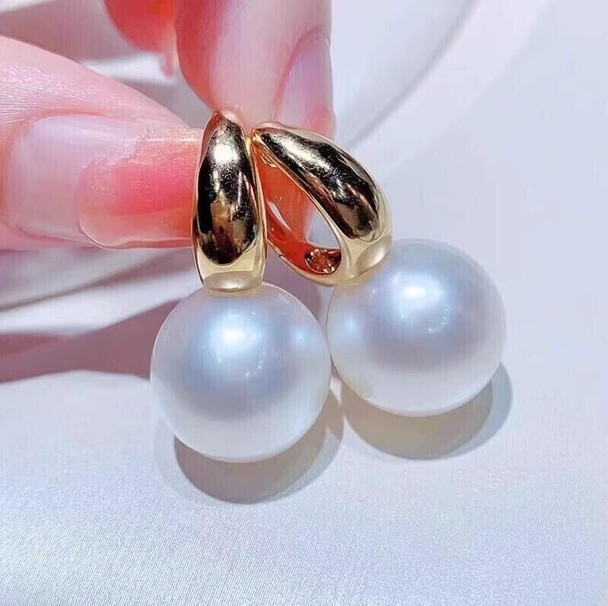 Gorgeous AAAAA 10-11mm natural south sea genuine Round white pearl earring 925S
