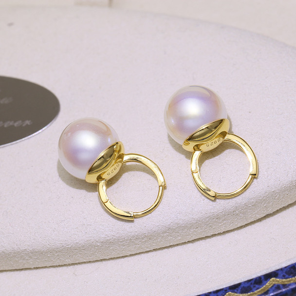 Simple and luxurious AAAA++++ 10-11mm 11-12mm Gorgeous KOYA White ROUND pearl earring 925s... gift box