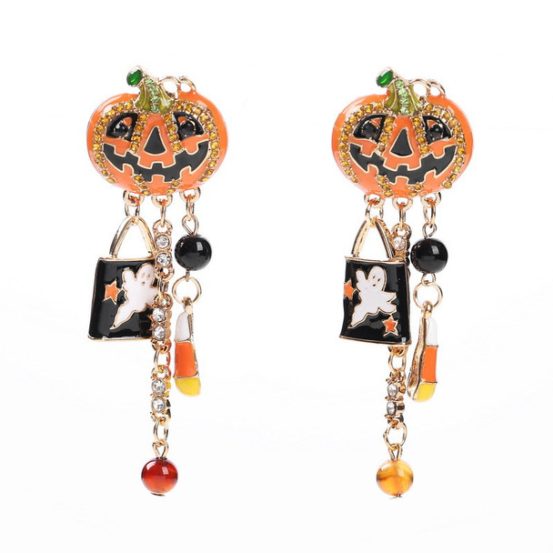 Exaggerated Halloween Drop Earrings for Women Pumpkin Head Skeleton Tassel Earrings Festival Accessories Children Female Jewelry
