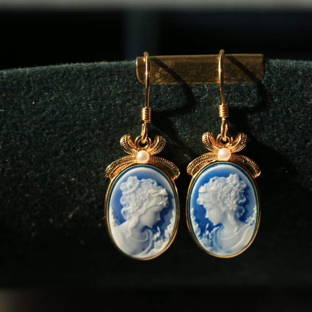 S925 Silver 18k Gold-plated Colorful Agate Relief Earring For Women Girls Vintage Beauty Girl Dangle Earrings Fashion Jewelry S925 Silver 18k Gold-plated Colorful Agate Relief Earring For Women Girls Vintage Beauty Girl Dangle Earrings Fashion Jewelry
