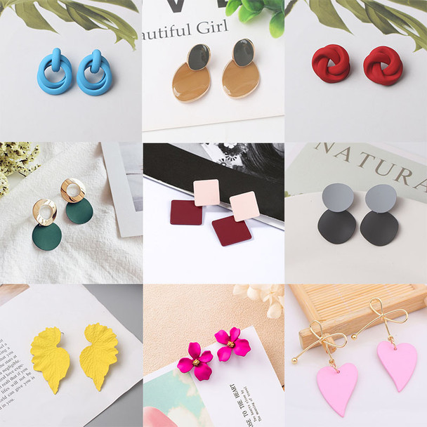 Colorful Metal Dangle Earrings for Women Personality Fashion Drop Earrings Flower Heart Pendants Earrings pendientes mujer