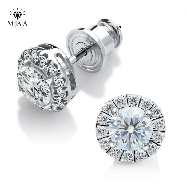 0.3-1CT D Color Moissanite Halo Earrings 925 Sterling Silver Stud Earrings for Women GRA Round Cut Lab Diamond Wedding Jewelry 0.3-1CT D Color Moissanite Halo Earrings 925 Sterling Silver Stud Earrings for Women GRA Round Cut Lab Diamond Wedding Jewelry