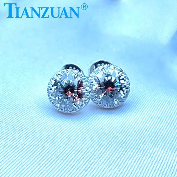 925 Silver Eye Shape Stud Earrings 7mm Main Stone Zircon Side Stone Moissanite Women Gift Earrings Jewelry Everyday Accessories