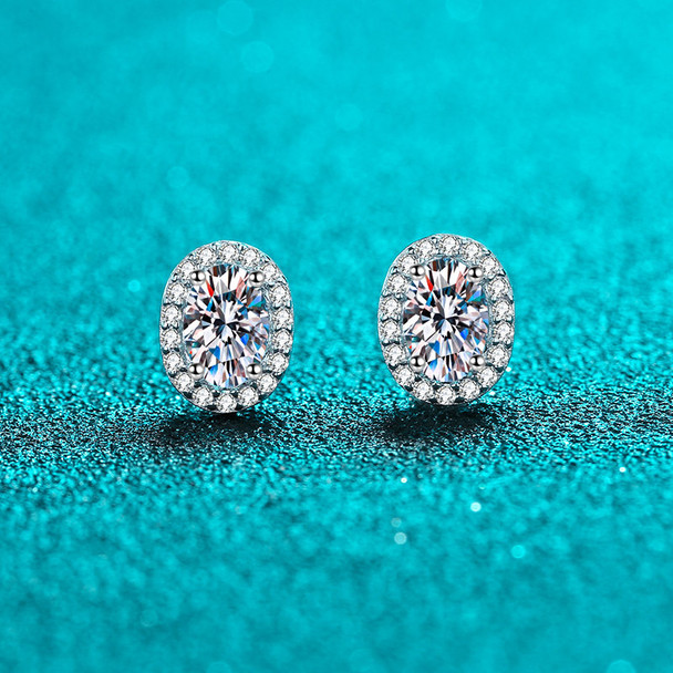 Luxury Stud Earrings for Women Pt950 Platinum Small Egg-shaped Set 1/2ct Moissanite Diamond Stud Earrings Wedding Fine Jewelry