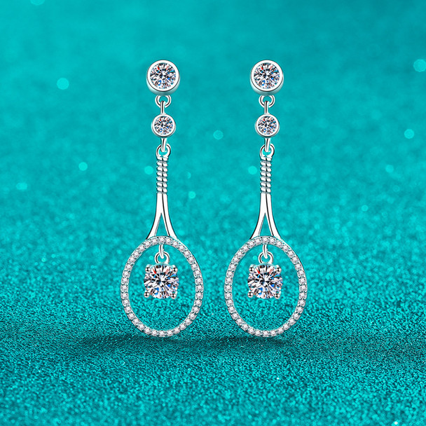 Luxury Platinum PT950 Drop Earrings for Women 1ct Moissanite Diamond Tassel Senior Sense of Personality Earrings Fine Jewelry