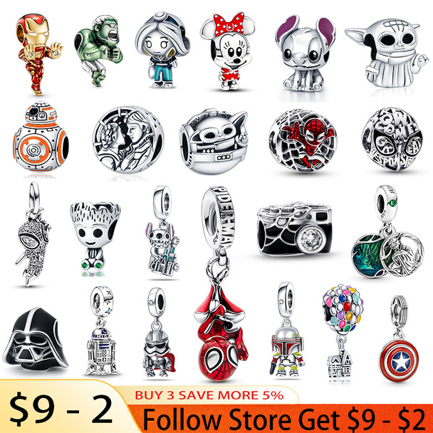 Genuine 925 Sterling Silver Spiderman Charm Plata De Ley for Pandora Original Bracelet DIY Jewelry Making Best Selling Gifts