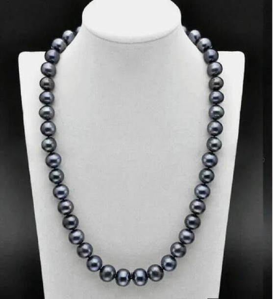 Top Grading AAAA Japanese 8-9Mmm Tahitian black Pearl Necklace 18" fine jewelryJewelry Making ((Same style bracelet））