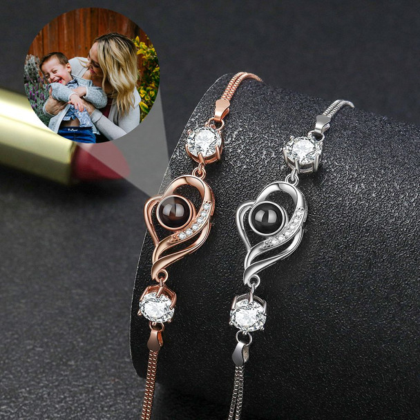 925 Sterling Silver Personalized Custom Photo Bracelets Projection Photo Bracelet for Woman Mom Wife Heart pendant Jewelry 925 Sterling Silver Personalized Custom Photo Bracelets Projection Photo Bracelet for Woman Mom Wife Heart pendant Jewelry