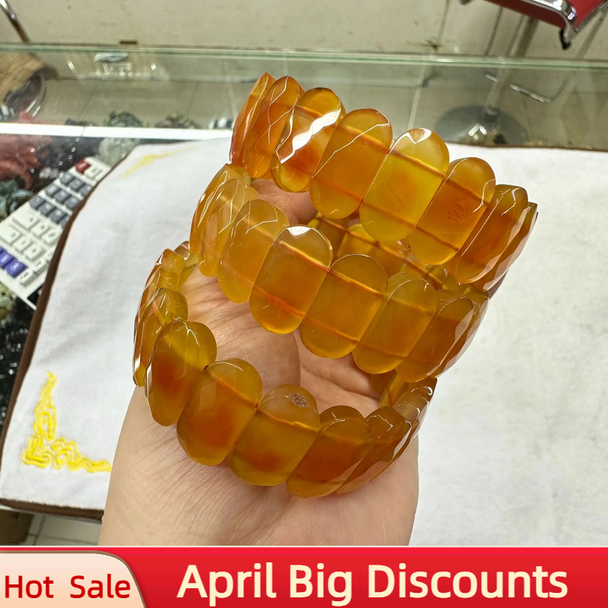 Natural Red Orange Agate 10 X 20mm Stone Bracelet Gemstone Bangle For Jewelry Making DIY Free Shipping Items Wholesale Of Gifts