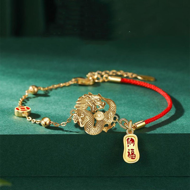 Lucky Red Rope Zodiac Dragon Bracelet for women Handmade White Jade Beaded Bracelet Men Fortune Jewelry Gifts for New Year 2024