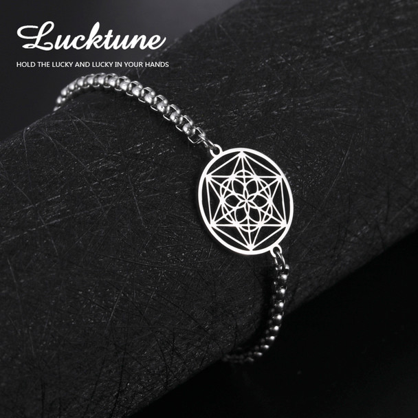 Lucktune Viking Hexagram Charm Bracelet Stainless Steel Round Jewish Sacred Amulet Bracelet for Women Men Vintage Couple Jewelry