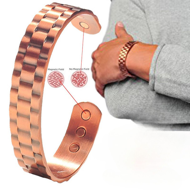 Pure Copper Bracelet Men Magnetic Arthritis Adjustable Magnets Men Cuff Bracelet Magnetic Therapy Health Energy Bracelet for Men
