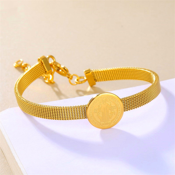 Stainless Steel St Benedict Medal Bracelet Metal San Benito Bracelet Adjustable Watch Band Chain Bohemia Religion Jewelry