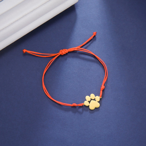 Kkjoy Animal Cat Paw Print Charm Red Thread String Bracelet Handmade DIY Lucky Rope Bracelet For Women Men Couple Jewelry Gift