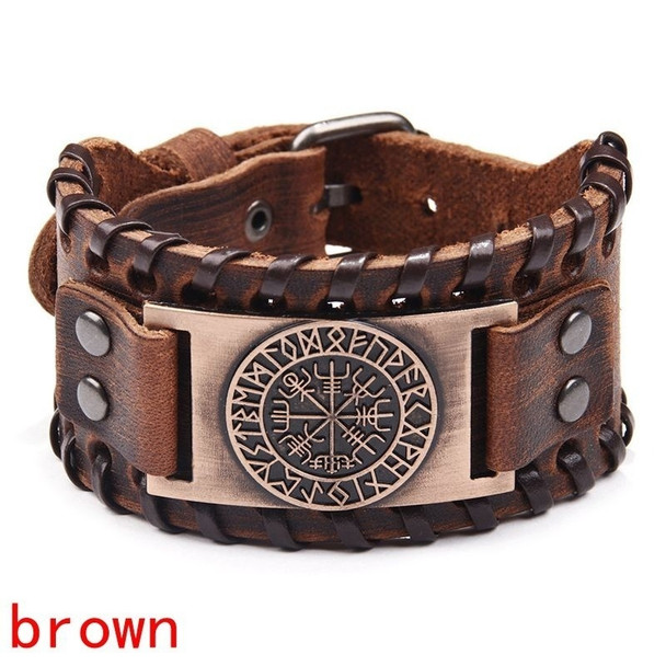 New Retro Wide Leather Pirate Compass Bracelet Men's Bracelet Celtic Viking Jewelry Compass Bracelet Accessories Party Gifts New Retro Wide Leather Pirate Compass Bracelet Men's Bracelet Celtic Viking Jewelry Compass Bracelet Accessories Party Gifts
