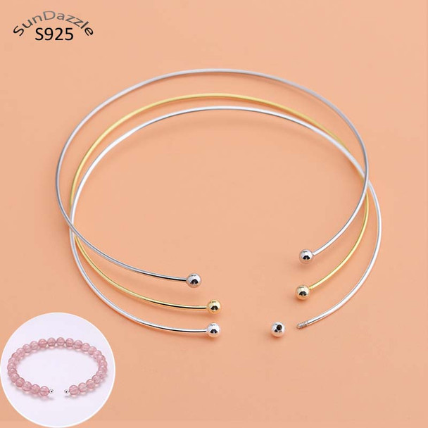 Genuine Real Pure Solid 925 Sterling Silver Cuff Bangles for Beads Hand Band DIY Jewelry Findings Beading Threading Bangle