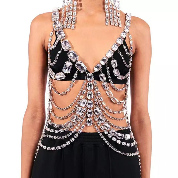Sexy Bikini Crystal Bra Chain Body Chain Beach Outfit Dress Chain Three-point Thong Chest Chain Skirt Chain Waist Chain портупея