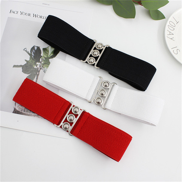 Fashion Korean Style Buckle Elastic Wide Belt Wide Cummerbund Strap Belt Waist Female Women Accessories Solid Color