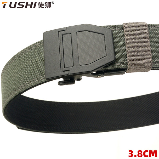 TUSHI New Hard Tactical Belt for Men Metal Automatic Buckle IPSC Gun Belt 1100D Nylon Military Belt Outdoor Sports Girdle Male