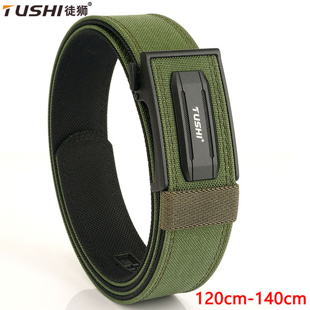 TUSHI Metal Automatic Buckle Hard Tactical Belt Double Layer Thickened Quick Hanging Gun Belts Outdoor 140cm Training Army Belt