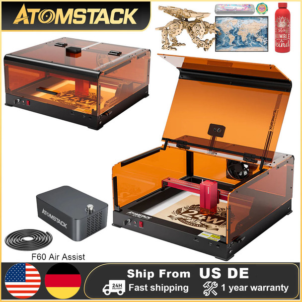 AtomStack A24 Ultra 120W Laser Engraver with B3 Enclosure+HD Camera,24W Output Engraving Machine For Wood Acrylic Leather Metal