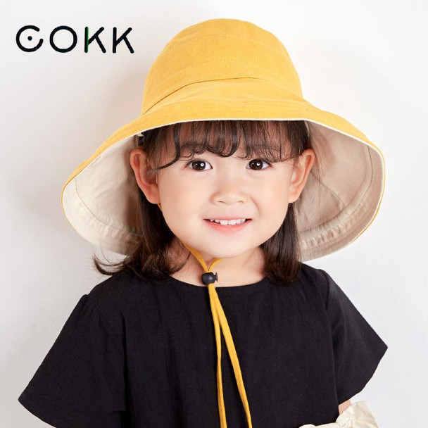 COKK Kids Bucket Hat Korean Adult Summer Foldable Double Sided Wide Brim Beach UV Protection Sunscreen Fisherman Hats Women Girl