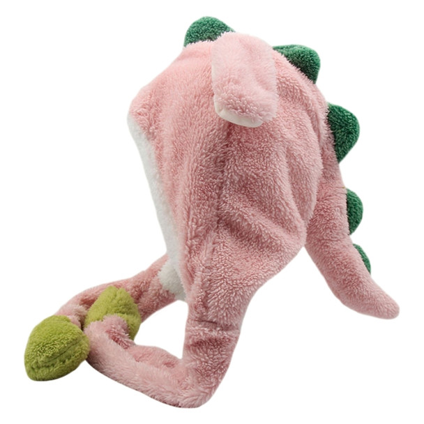 Dinosaur Hat With Moving Ears Adult Winter Hat Scarf Fleece Warm One Piece Scarf Plush Dinosaur Hat Jumping Ear Hat