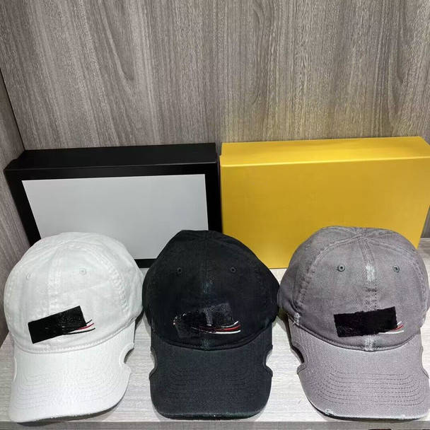 2024 New Luxury Hat Tape Embroidery Rainbow Logo Baseball Caps Men Women Ripped Casual Caps Men Streetwear Snapback