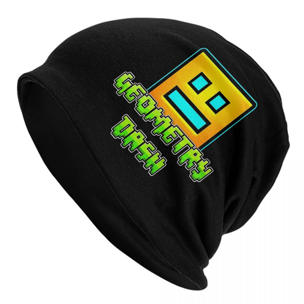 Geometric Dash App Fun Games Skullies Beanies Hat Geometry Dash Goth Unisex Outdoor Caps Warm Dual-use Bonnet Hats