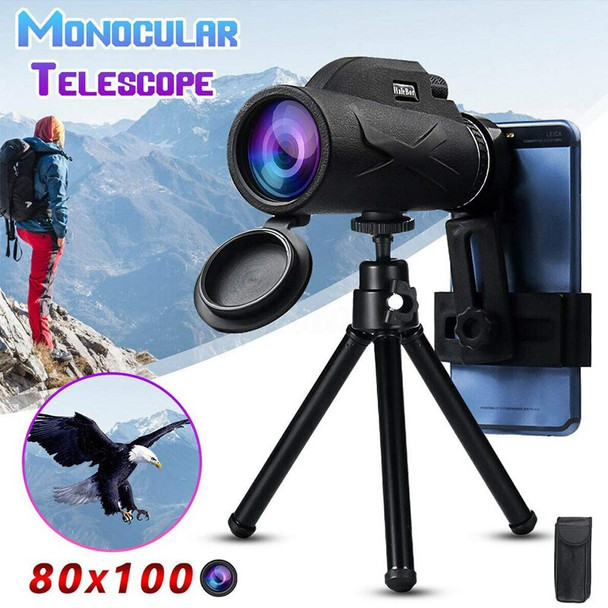 Monocular 80x100 HD Zoom Telescope Night Vision Scope with Phone