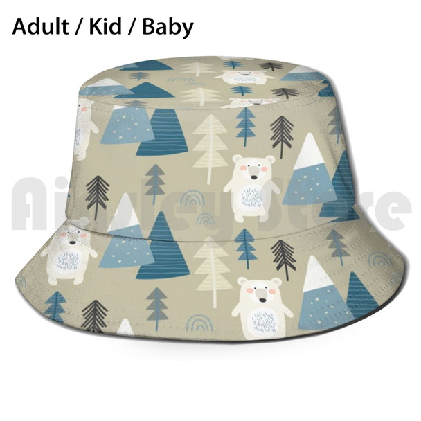 Arctic Fun Neck Gator Polar Bears Sun Hat Foldable UV Protection Arctic Igloo Iceberg Penguin Polar Bear Whale Narwhal