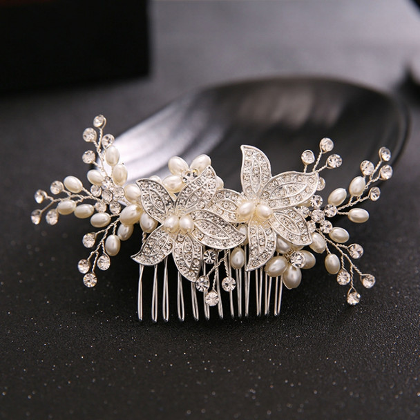 Crystal Pearl Flower Hair Comb Clip Hairpin For Women Bride Rhinestone Bridal Wedding Hair Accessories Jewelry Comb Hairpin Gift
