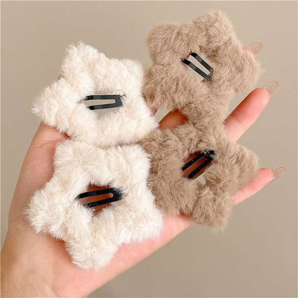 Winter Plush Y2K Star BB Hair Clips for Women Hairpins Cute Fluffy Side Bangs Clips Korean Fashion Headdress Hair Accessories