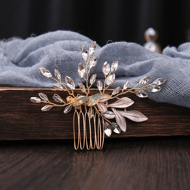 Crystal Leaf Hair Comb Clip Hairpin For Women Rhinestone Bridal Wedding Hair Accessories Jewelry Comb Clip Hairpin Gift