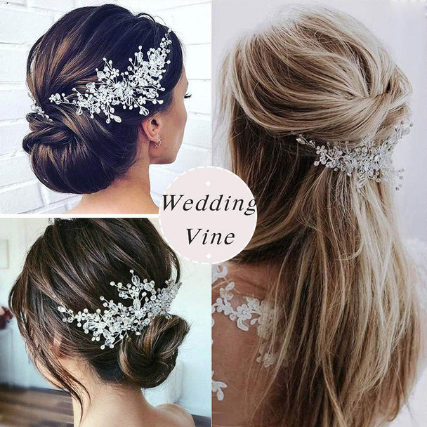 Elegant Crystal Wedding Hair Comb Headwear Shiny Rhinestone Hairpin Ornaments Pearl Bridal Hair Clip Jewelry Hair Accessories