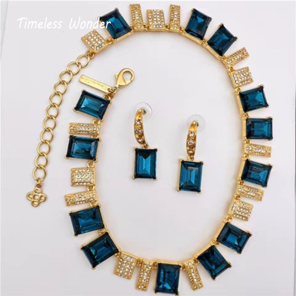 Timeless Wonder Fancy Crystal Zircon Geo Cut Jewelry Sets for Women Designer Runway Party Rare Luxury Brand Medieval Gift 4427