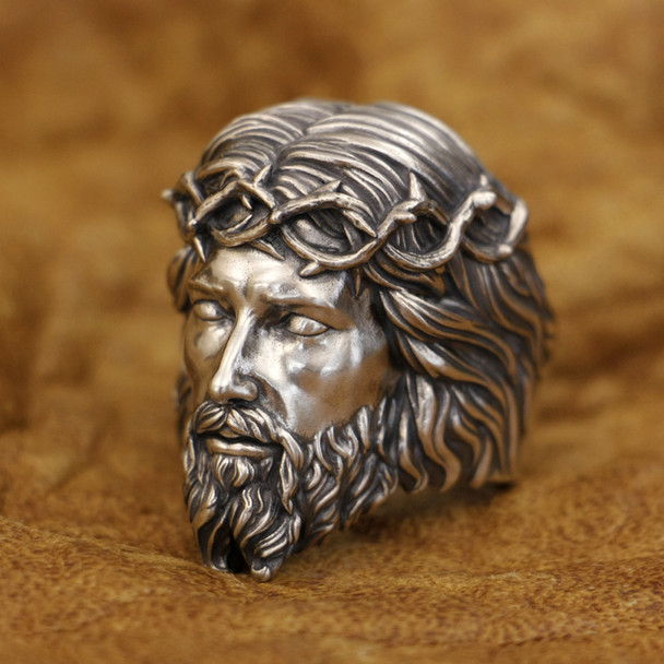 LINSION 925 Sterling Silver Jesus Christ Ring Biker Rock Punk Jewelry TA400 US Size 7~16