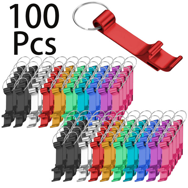 100Pcs Key Chain Beer Bottle Opener Keychains Pocket Portable Small Size Key Ring Can Opener