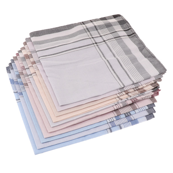 10pcs Cotton soft comfortable handkerchiefs Man 38cm Pattern Square Hankies