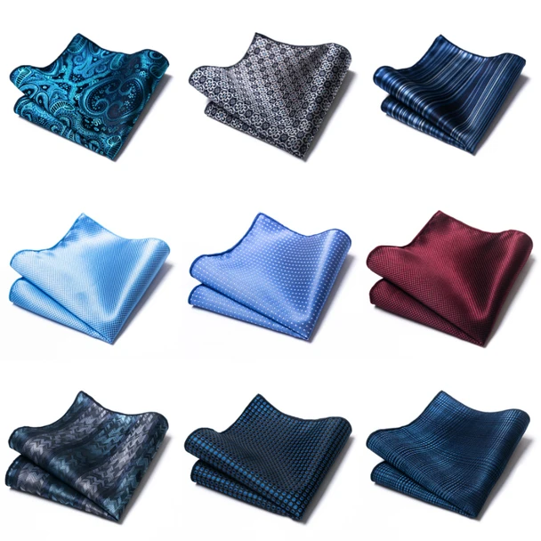 Mix Colors Great Quality Silk Gold Plaid Man's Independence Day Fit Group Pocket Square Handkerchiefs
