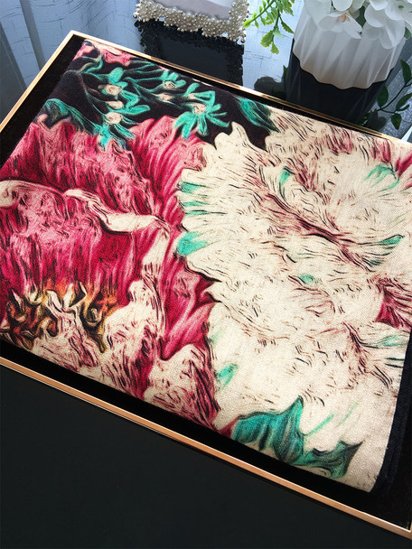 Luxury Double Face Cashmere Silk Scarf 140*140 Women Hand Rolled Edges Autumn Winter Warm Silk Cashmere Scarf Large Square Shawl