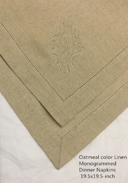 Set of 12 Fshion Monogrammed Dinner Napkins Hemstitch Oatmeal Linen Table Napkins 20"x20" Ladder Embroidery Initial Tea Napkins Set of 12 Fshion Monogrammed Dinner Napkins Hemstitch Oatmeal Linen Table Napkins 20"x20" Ladder Embroidery Initial Tea Napkins