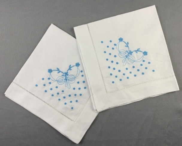 Set of 12 Fshion Handkerchiefs White linen Hemstitched Table Napkin 18x18-inch Ladder Embroidery Flower Dinner Napkins