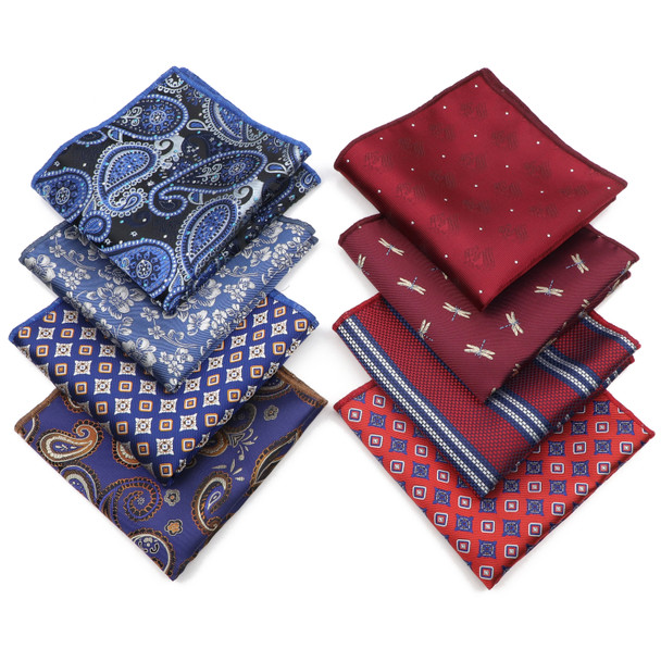 45 Color Various Fashion 25cm Mens Pocket Square Handkerchief Blue Paisley Striped Hankies Male Party Tuxedo Suit Accessories
