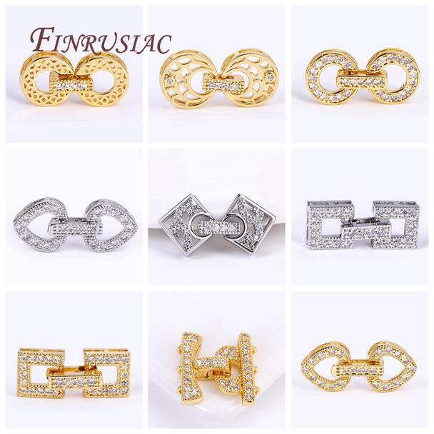 18K Gold Plated Inlaid Zircon Luxury Fastener Connector Clasps,End Beads Fastener Lock Accessories,DIY Jewellery Making Supplies